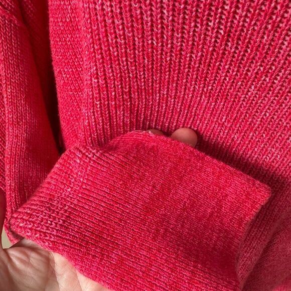 Free People Alana Sweater Off-Shoulder Linen Blend Knit Pullover Red Size M Boho - Picture 6 of 9